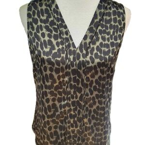 BANANA REPUBLIC Leopard Print Sleeveless Top - Dark Green & Black (XS)